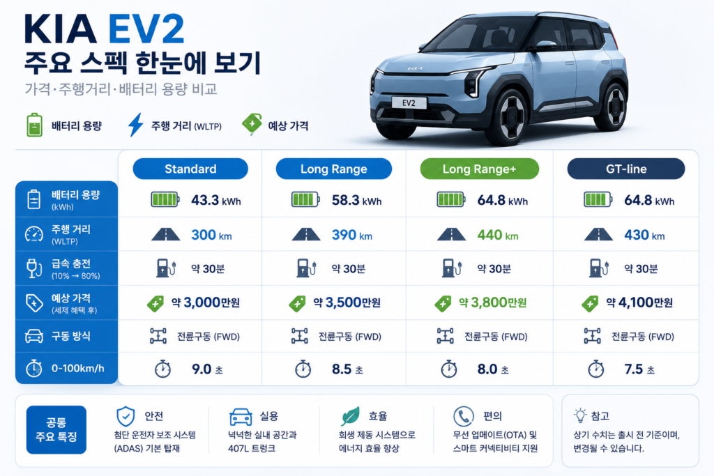 가격과 주행 거리 등 주요 스펙을 한눈에 보여주는 인포그래픽 이미지