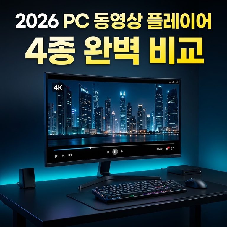 2026년 PC 무료 동영상 플레이어 추천 팟플레이어 VLC 곰플레이어 킹플레이어 완벽 비교 썸네일